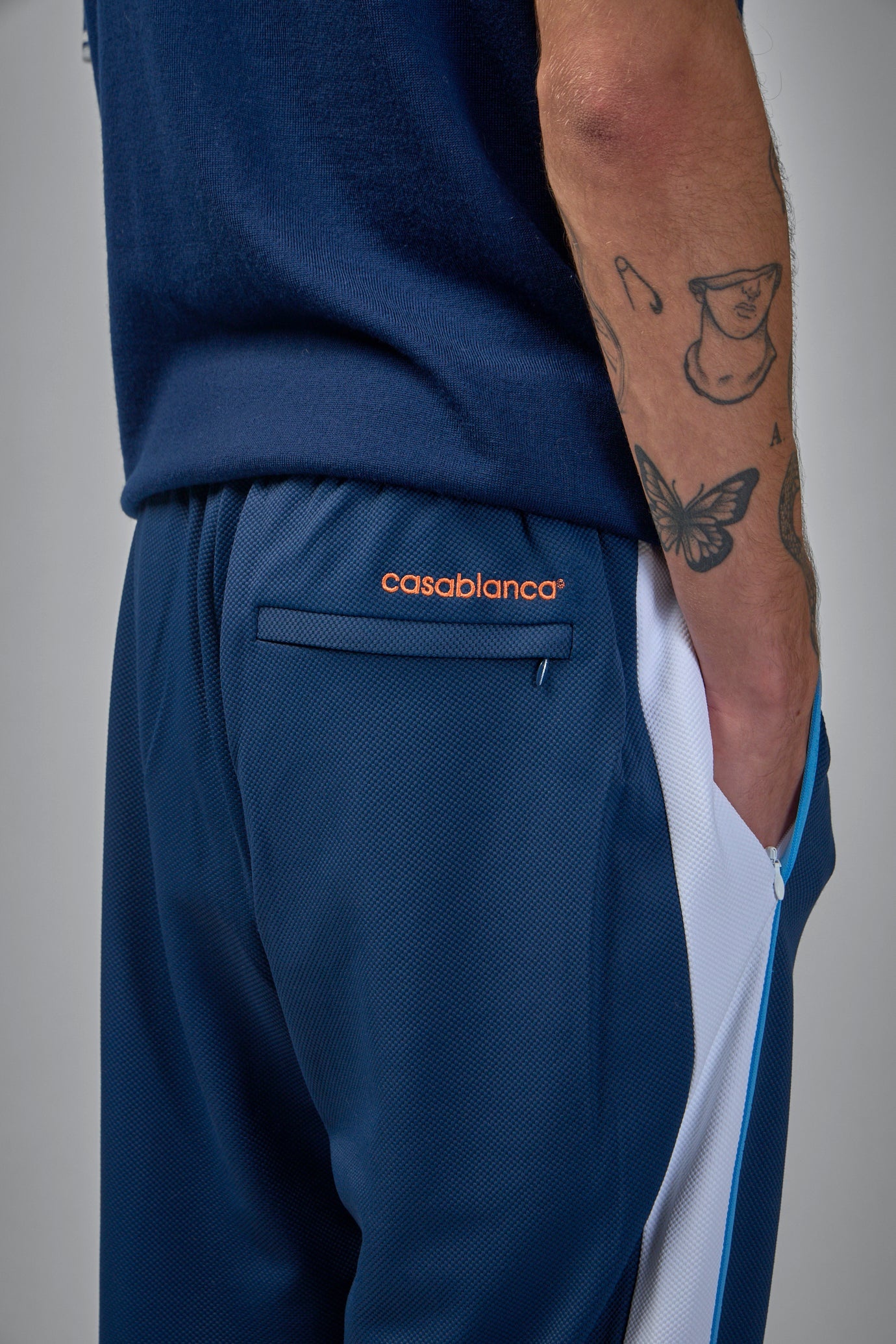 Mens Textured Trak Pants Round Pique - 5