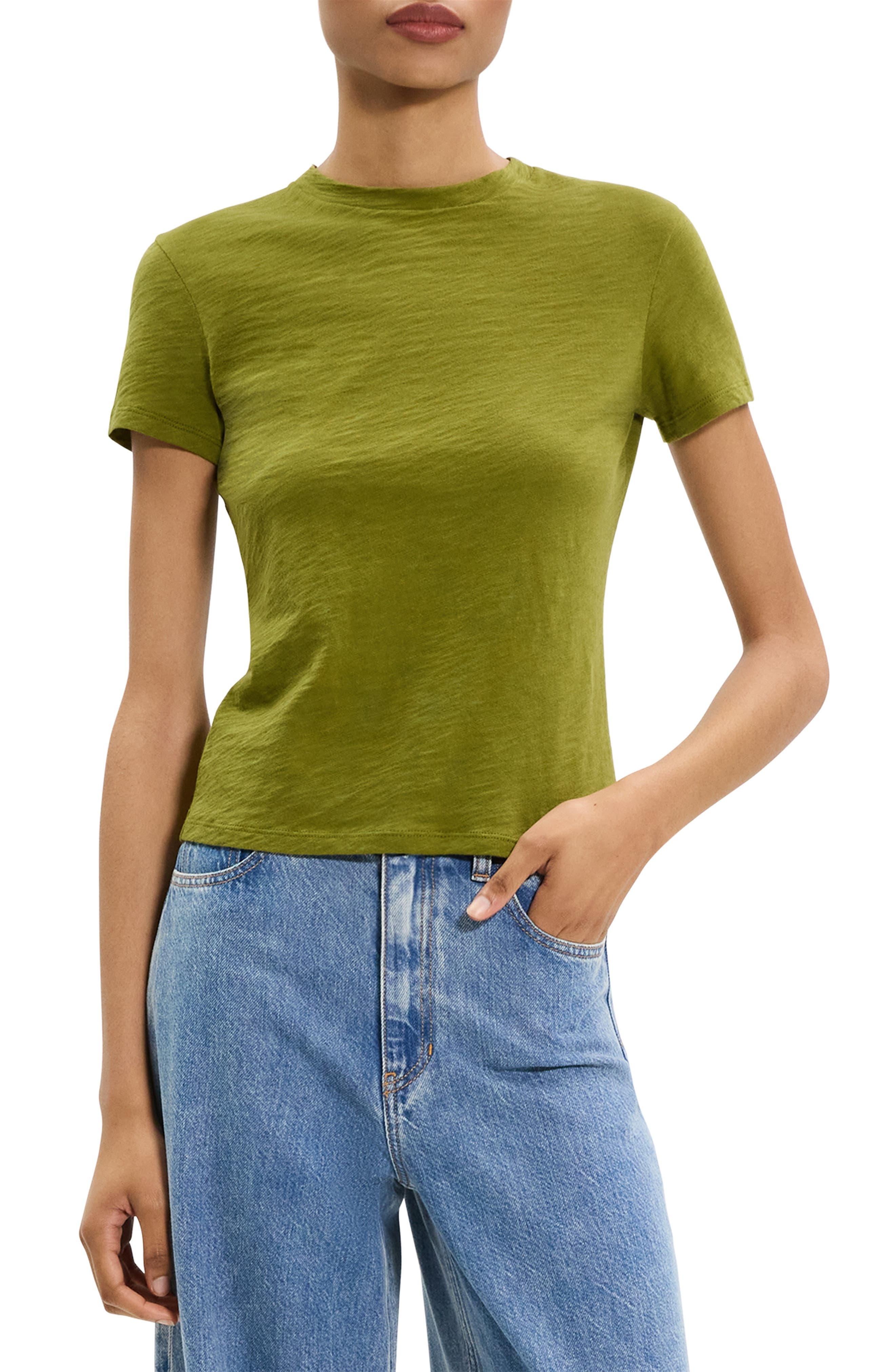 Theory 2 Nebulous Organic Cotton Tiny Tee in Avocado at Nordstrom - 1