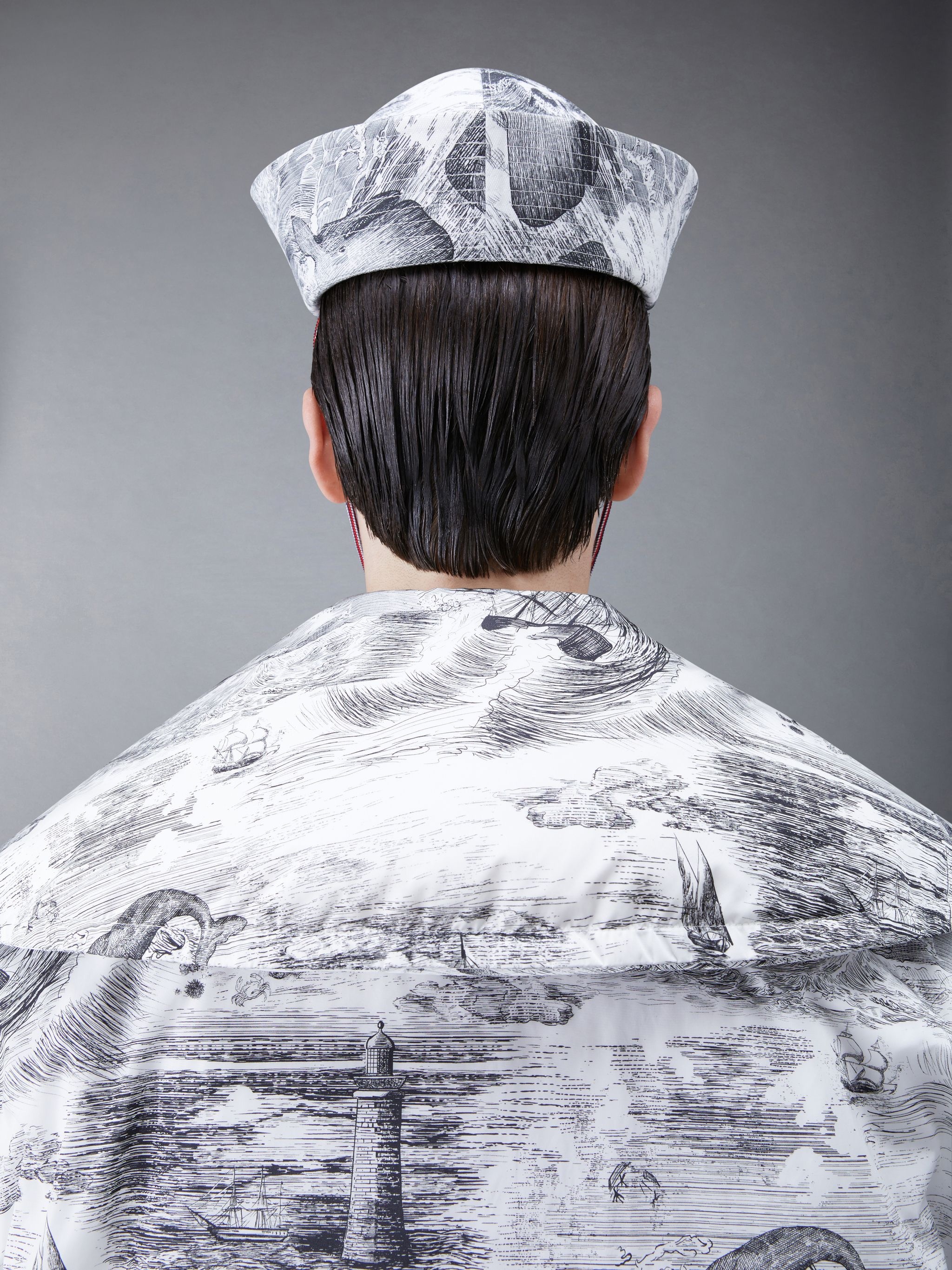 Nautical Toile Canvas Turn Back Bucket Hat - 6