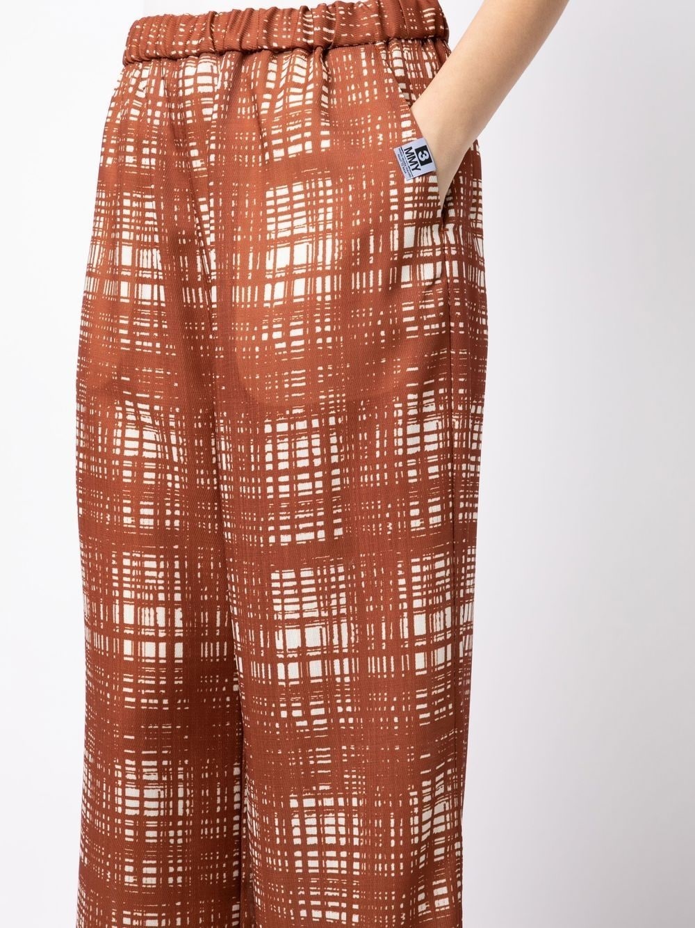 Random check-print gather trousers - 5