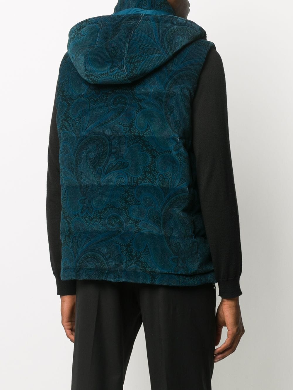 paisley print hooded gilet - 4