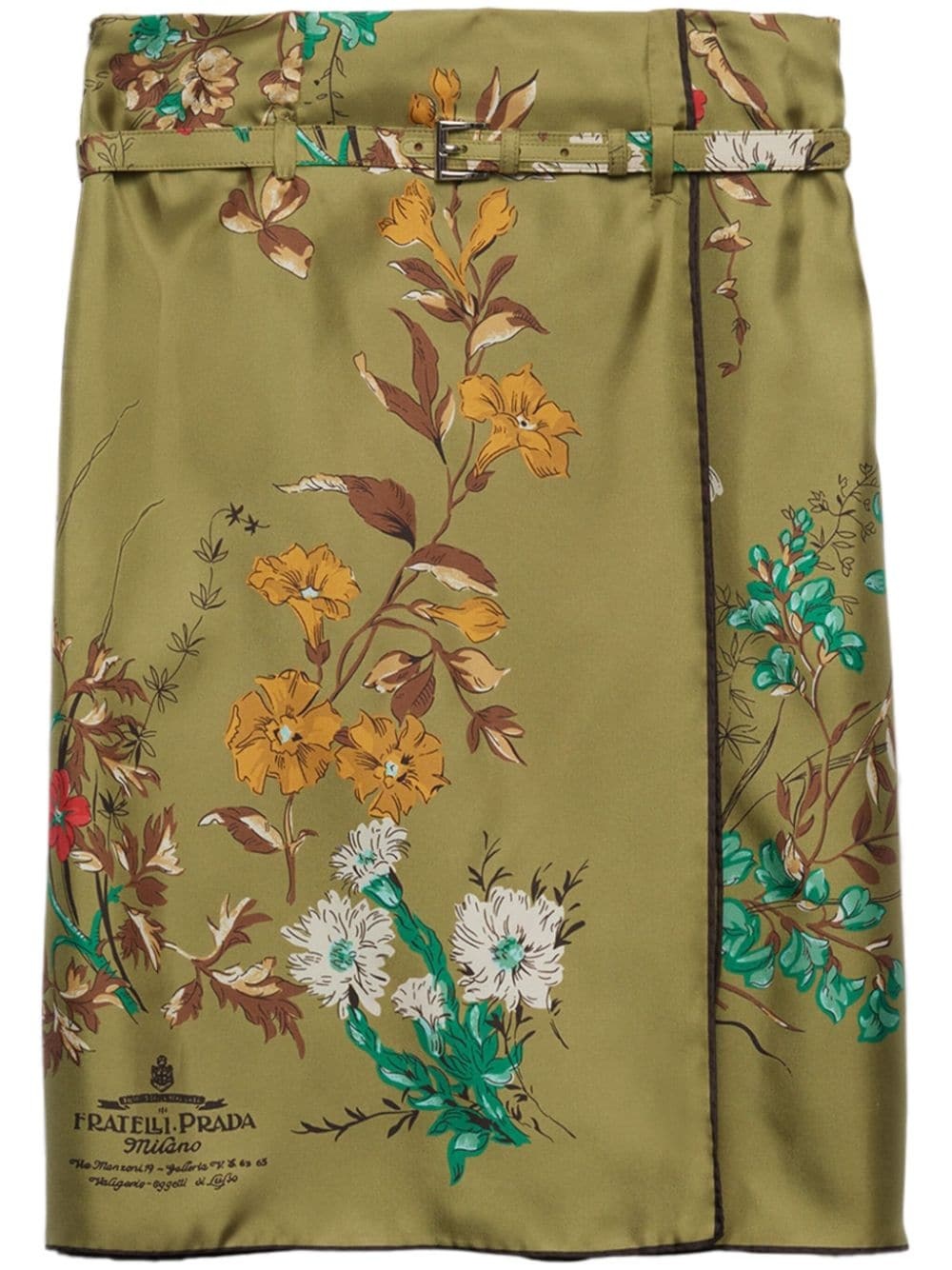 floral-print silk midi skirt - 1