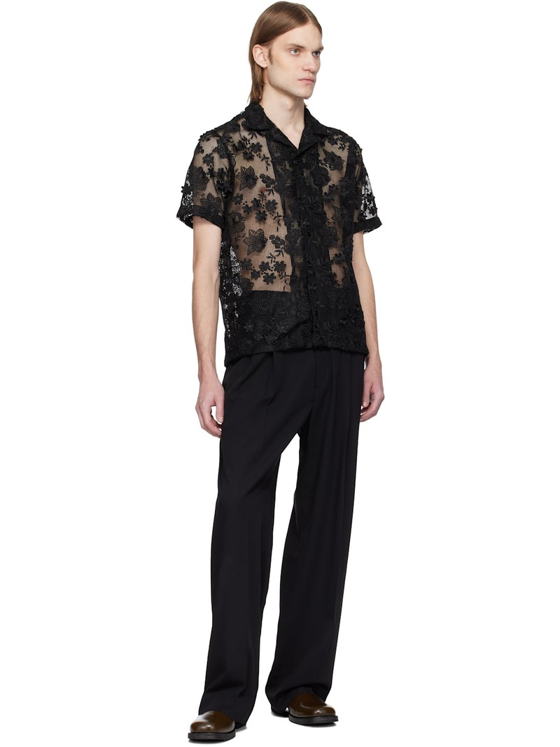 CMMN SWDN Black Omari Double Pleated Trousers outlook