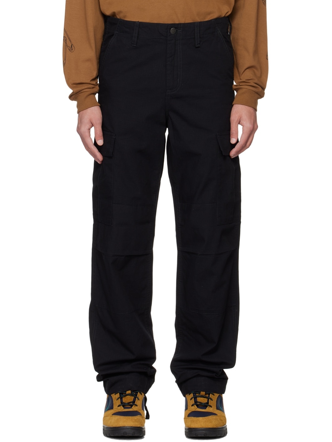 Black Regular Cargo Pants - 1