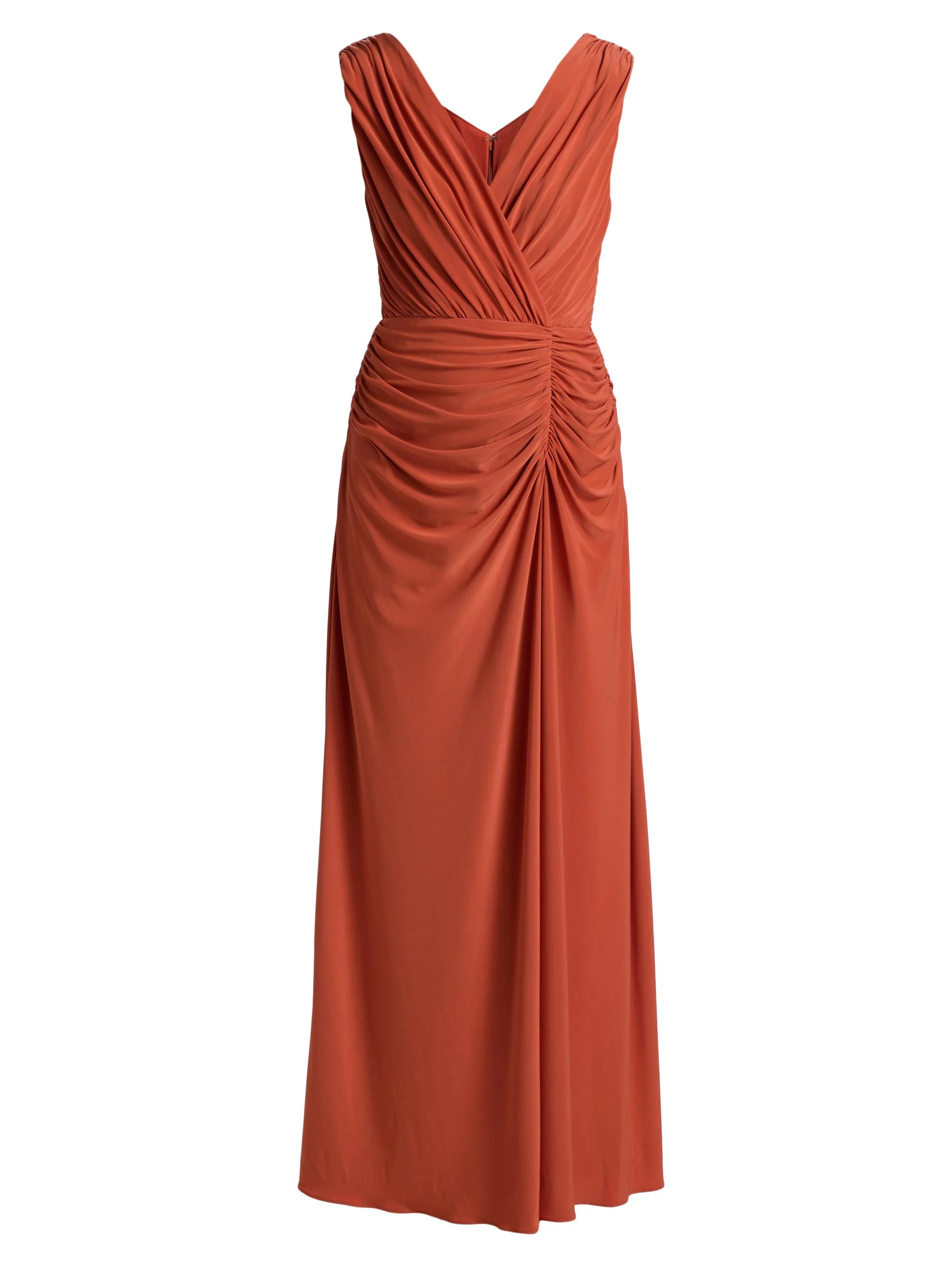Women's Ruched Jersey Surpliced Gown - Terracotta - 1