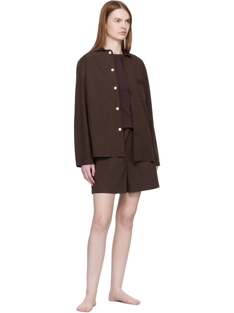 TEKLA Brown Poplin Pyjama Shorts outlook