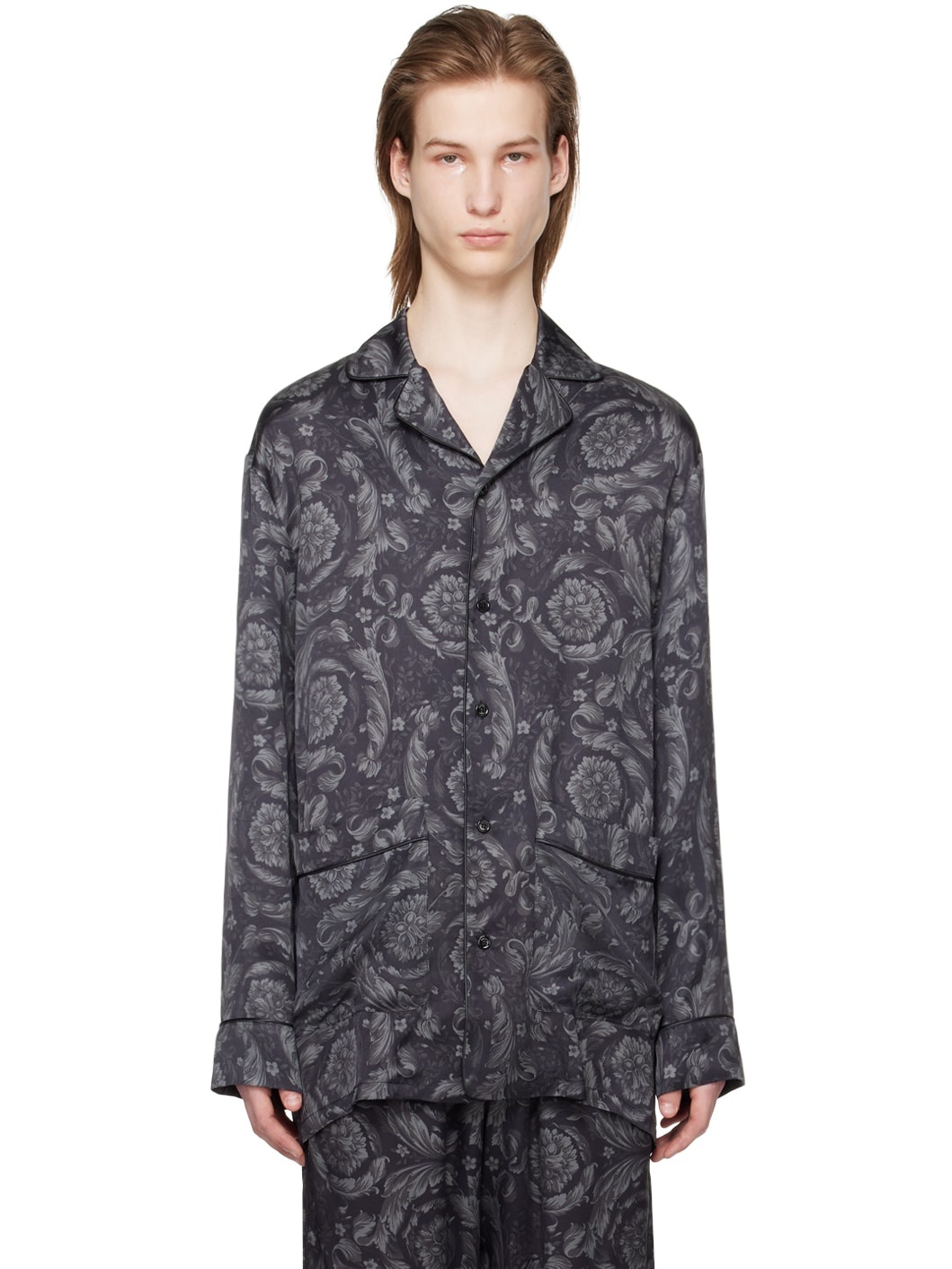 Black Barocco Pyjama Shirt - 1