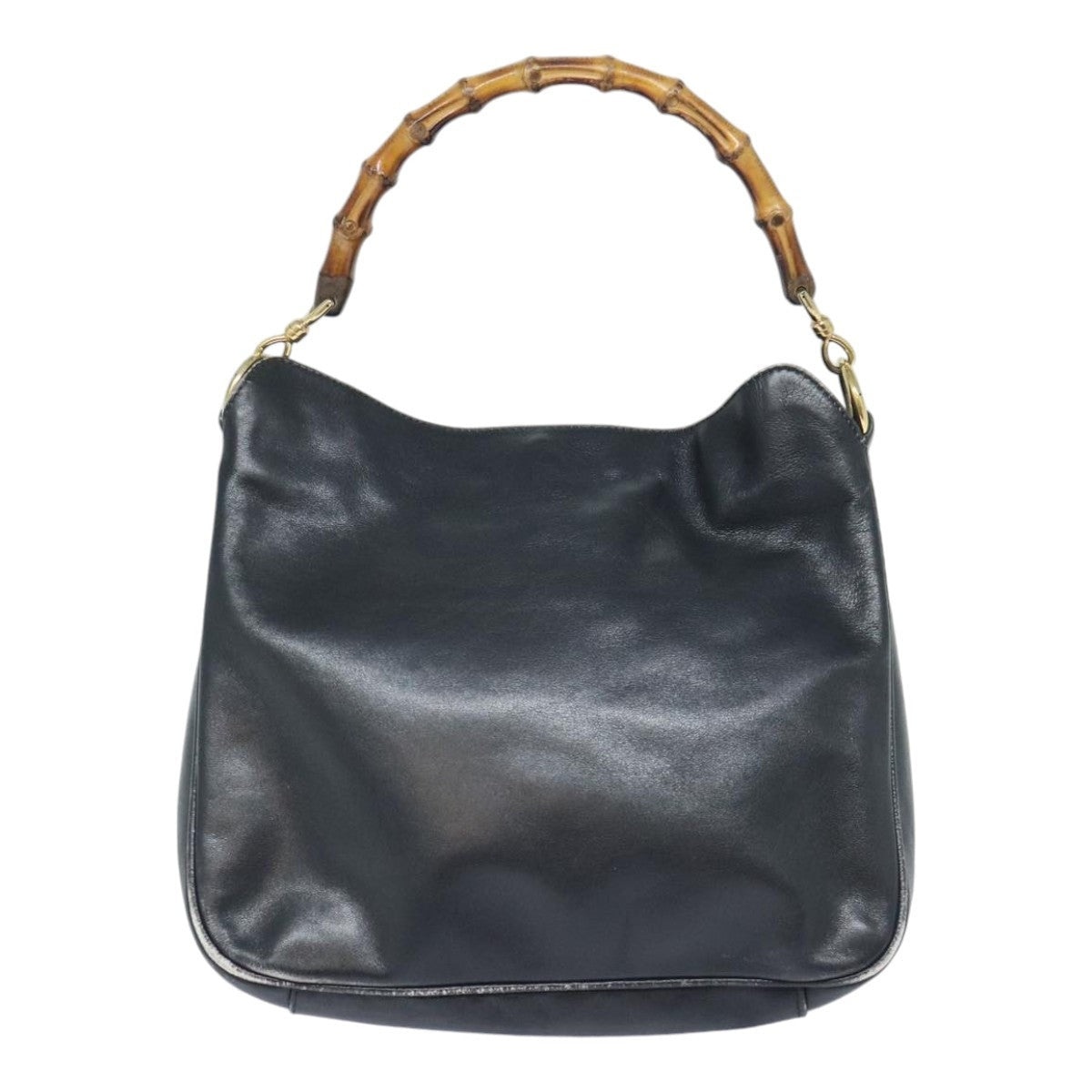 GUCCI Bamboo Hand Bag Leather Black Gold 001 1705 001 1705 - 2
