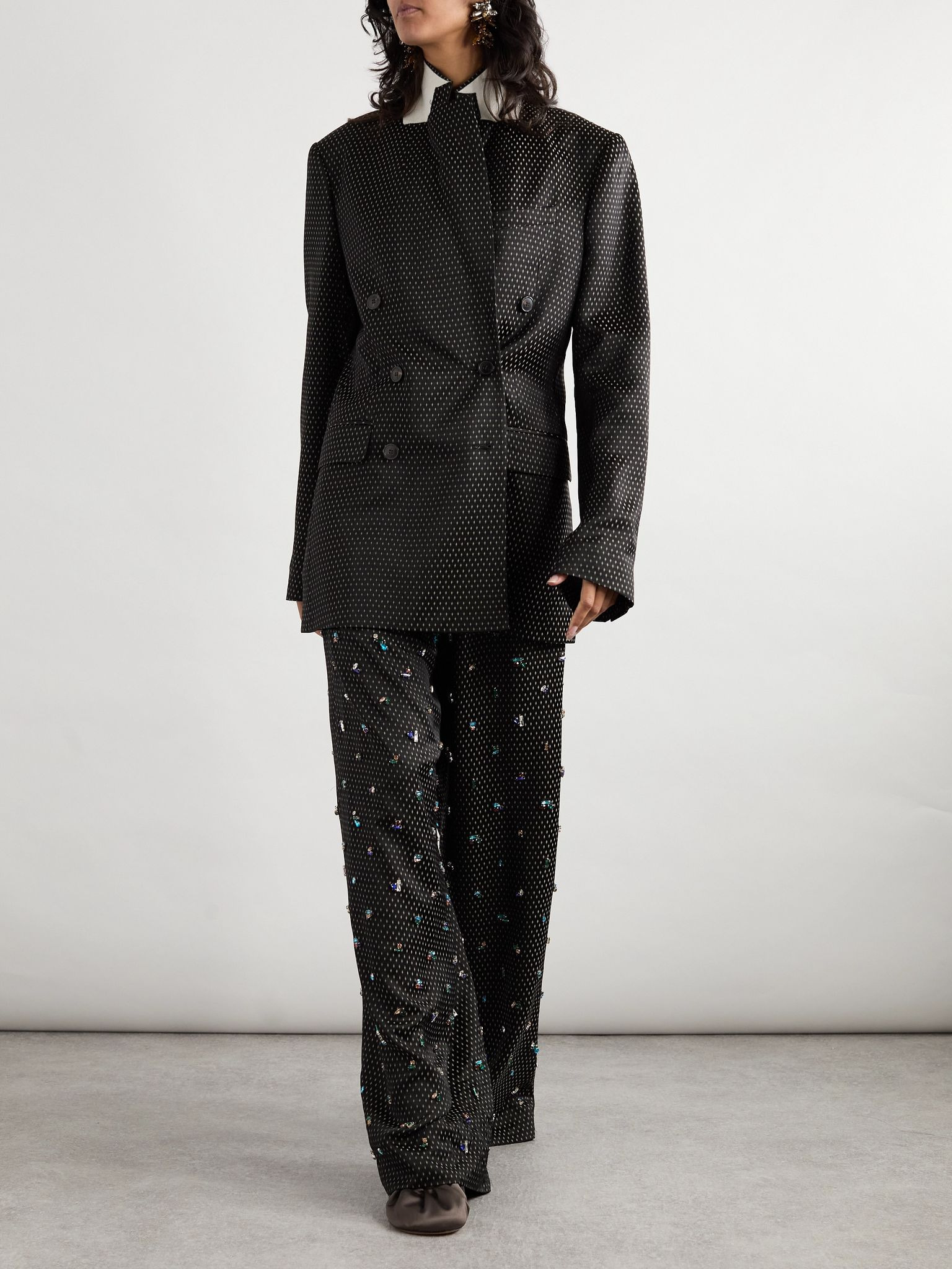 Bafya double-breasted jacquard blazer Black - 2
