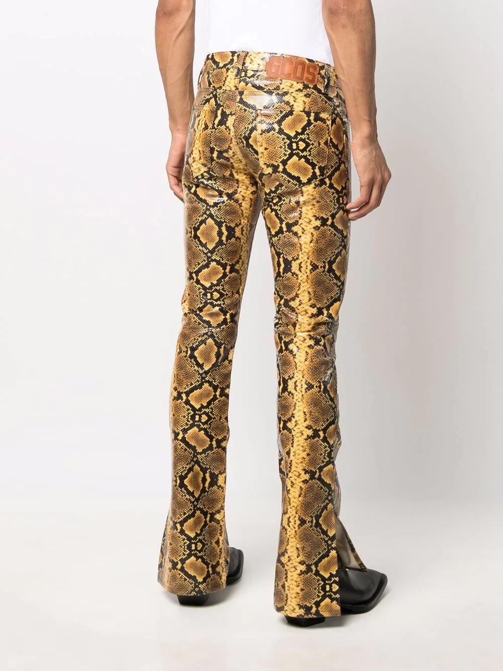 snakeskin-print flared trousers - 4