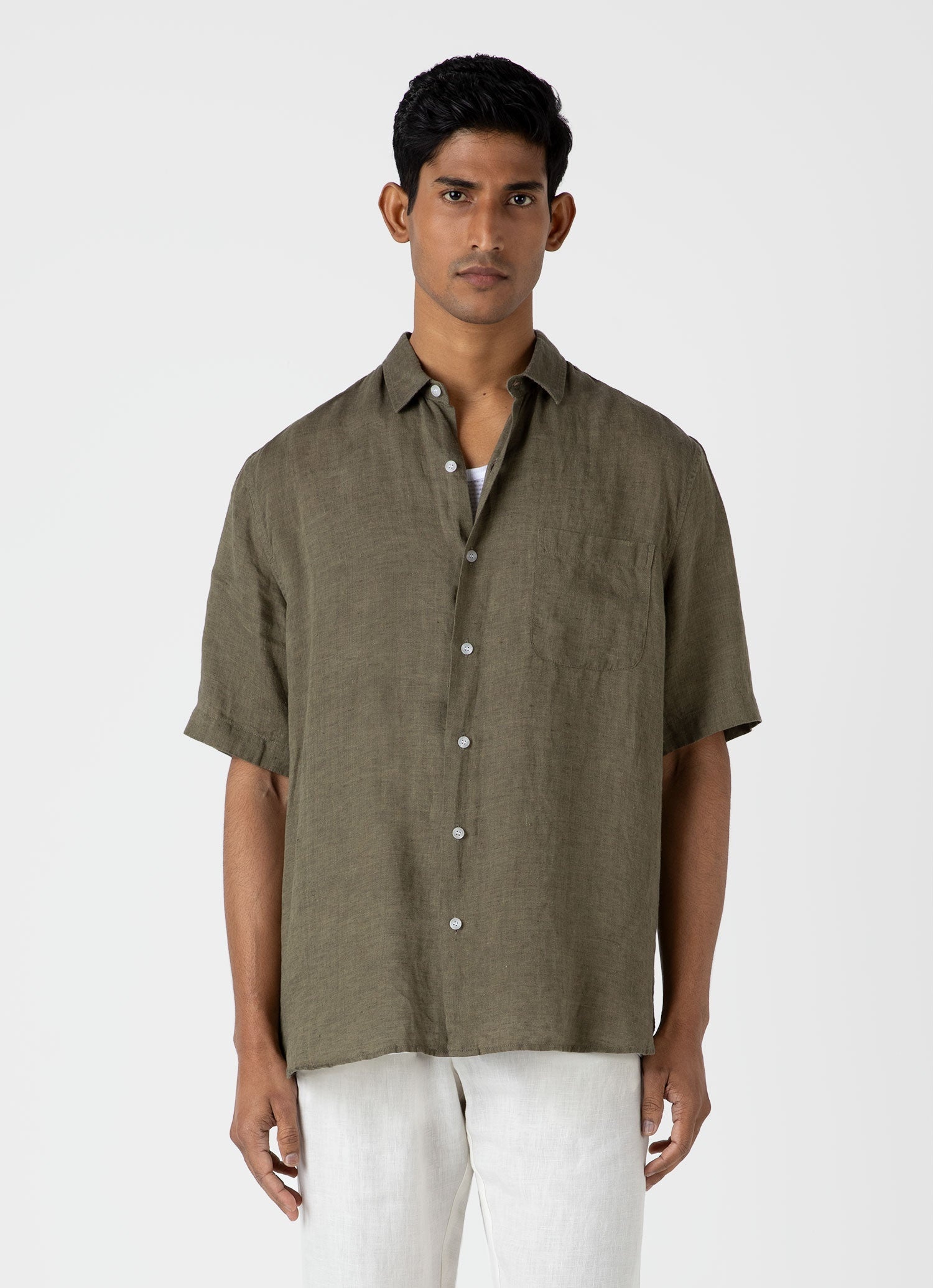 Short Sleeve Linen Shirt - 2