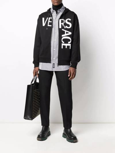 VERSACE logo-print zip-up hoodie outlook