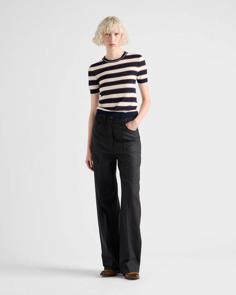 Prada Striped crew-neck cotton sweater outlook