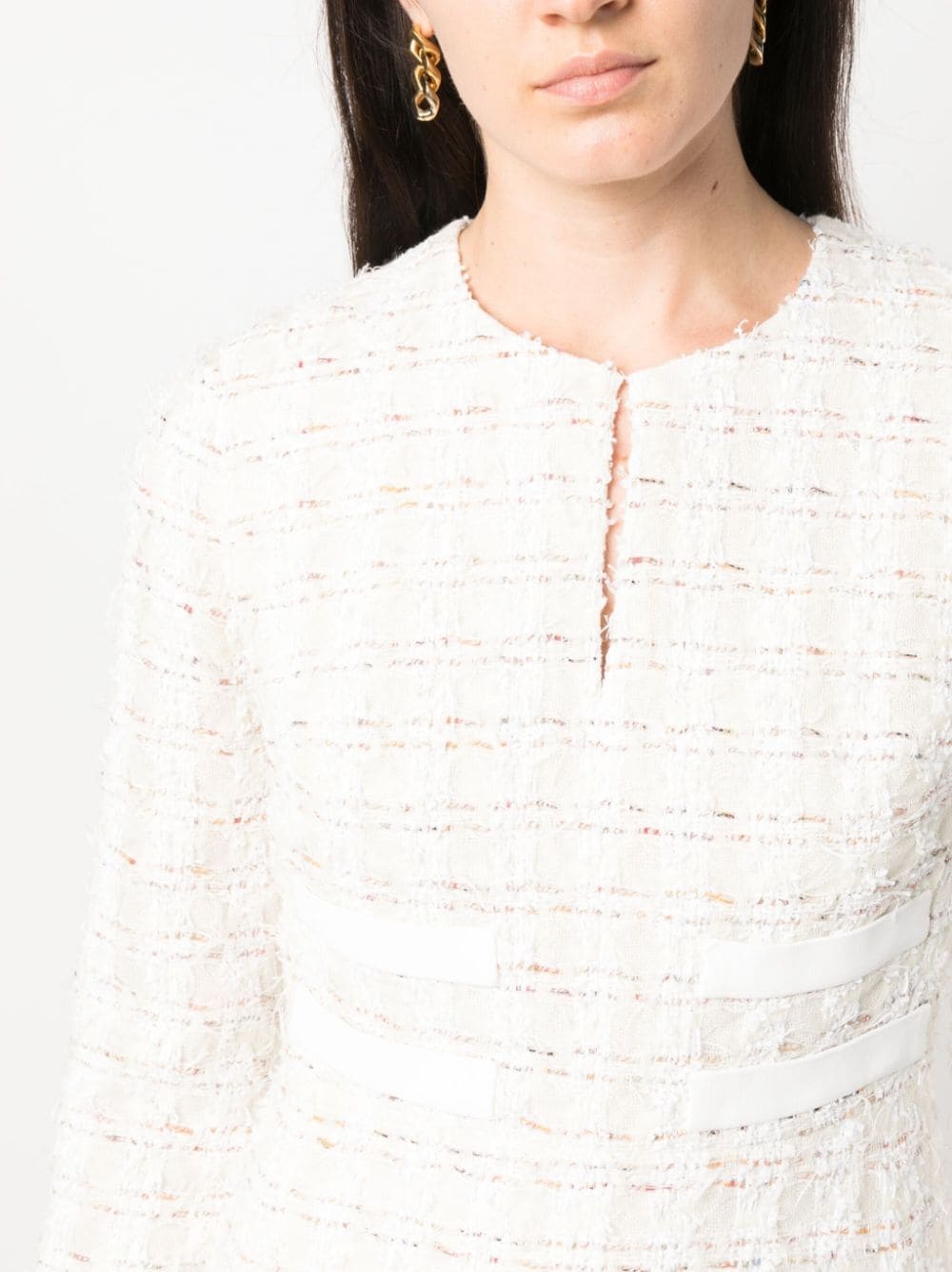 long-sleeve tweed minidress - 5
