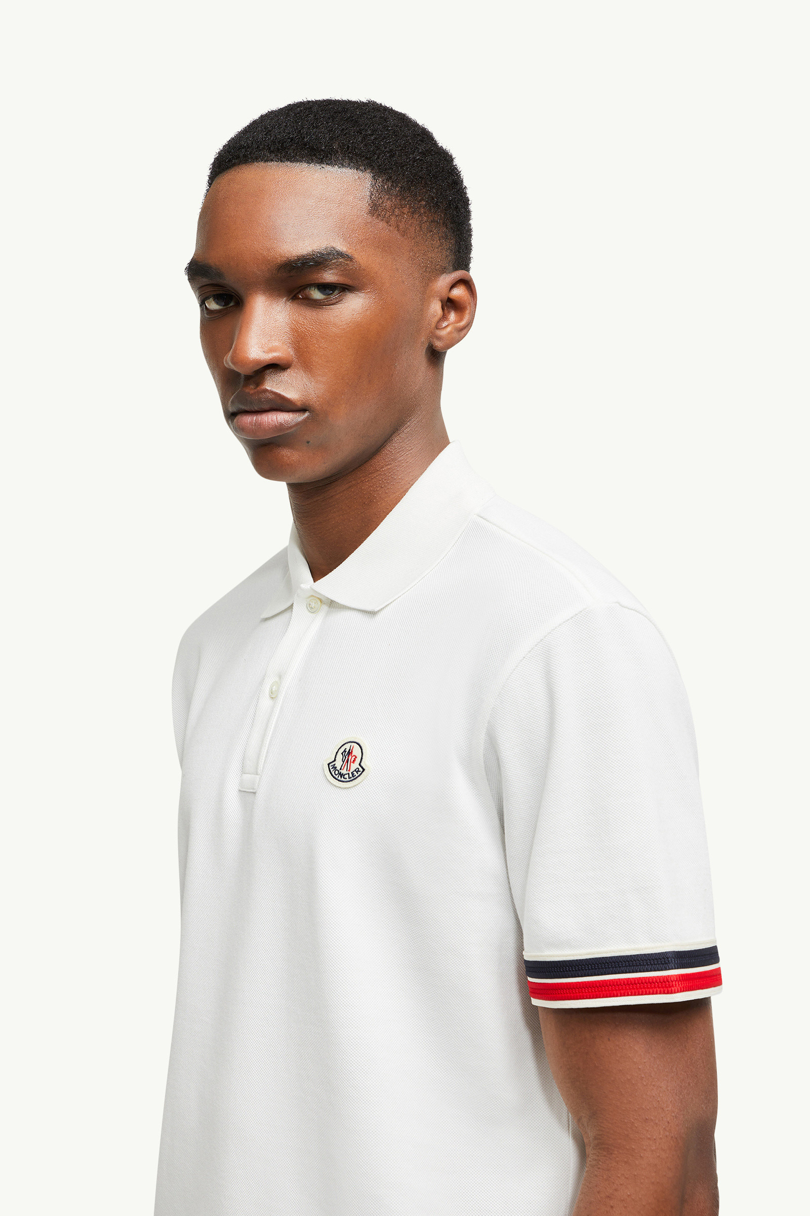 Striped Trim Cotton Piquet Polo Shirt - 4
