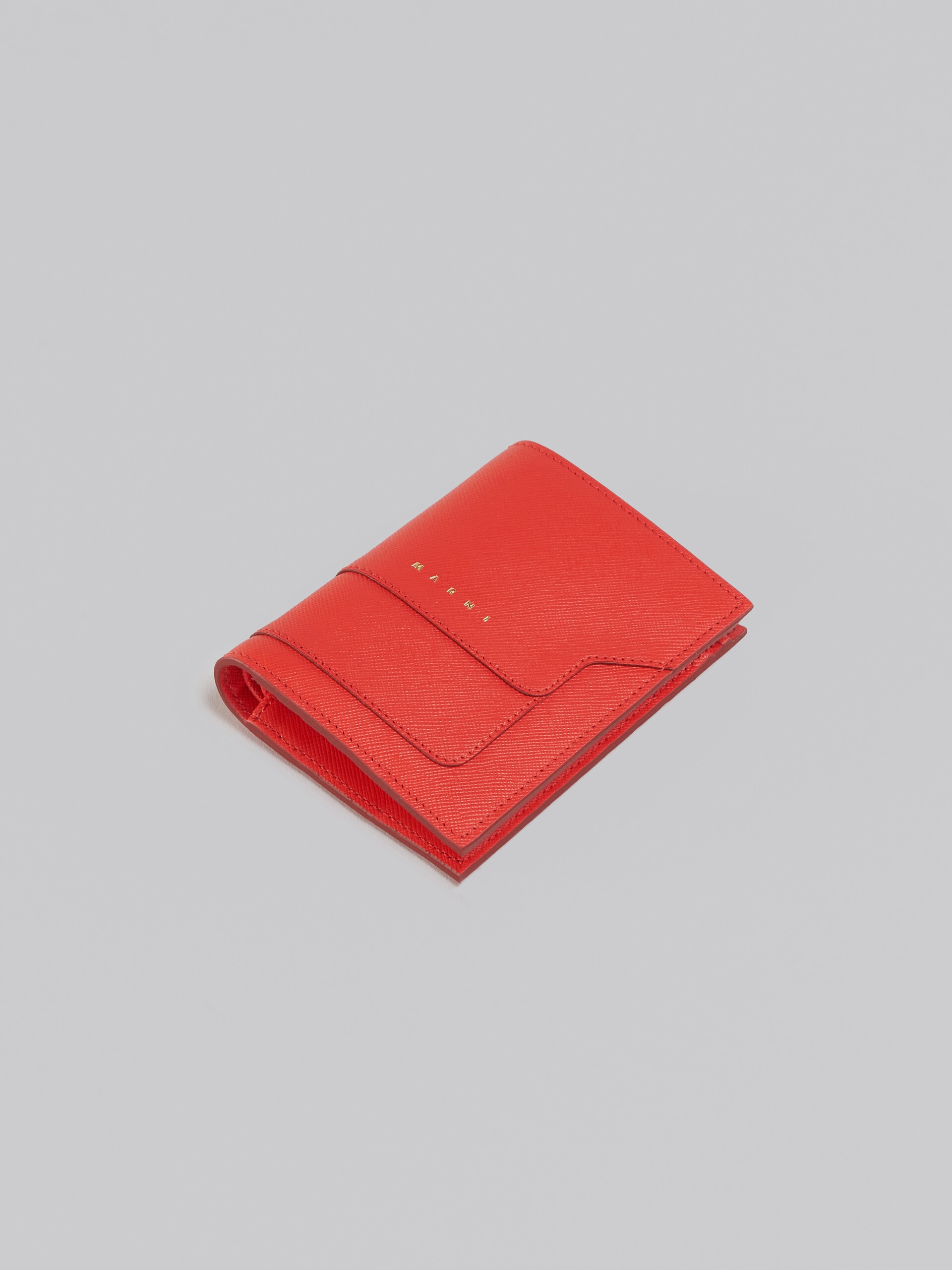 ORANGE SAFFIANO LEATHER BI-FOLD WALLET - 5