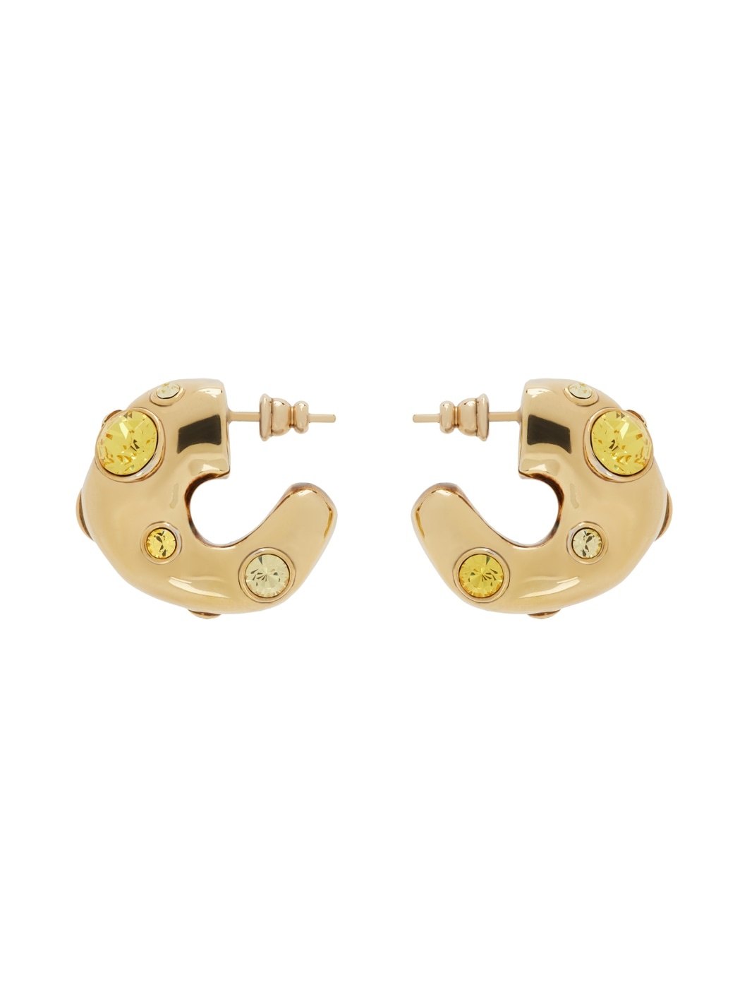 Gold Small Gem Detail Earrings - 1