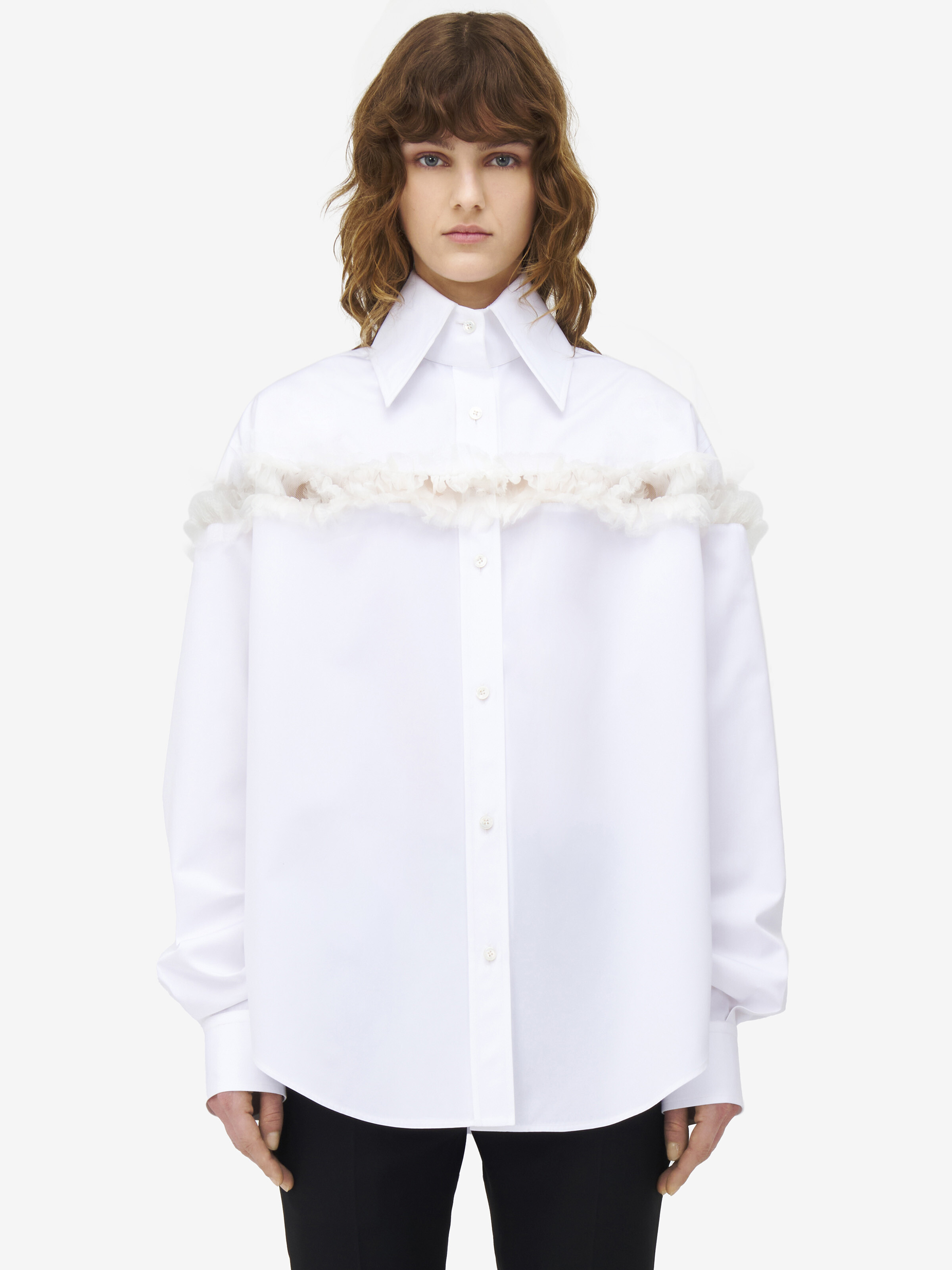 Slashed Creponne Detail Oversized Shirt - 2