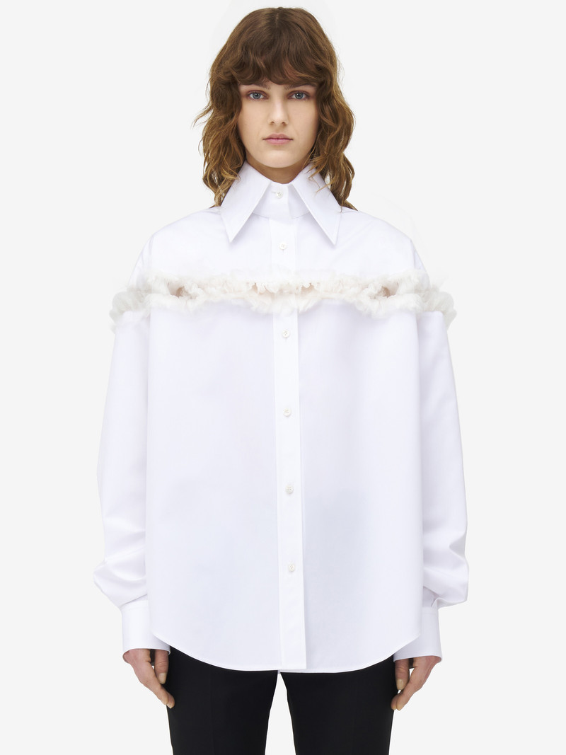 Alexander McQueen Slashed Creponne Detail Oversized Shirt outlook