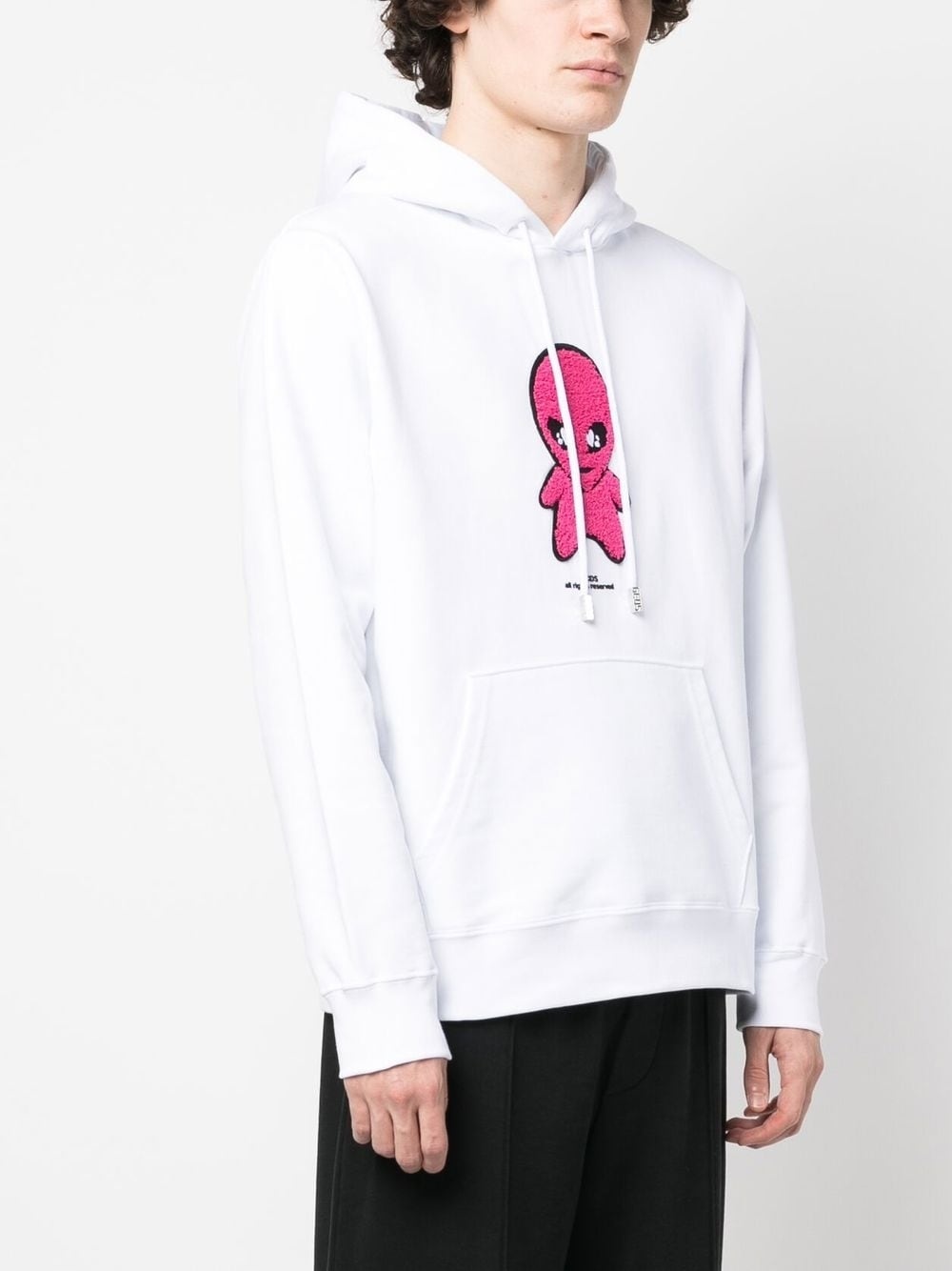 cotton alien-patch drawstring hoodie - 3