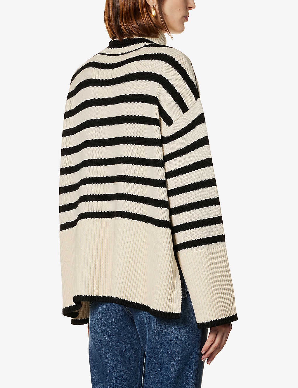 Striped turtleneck wool-blend knitted jumper - 4