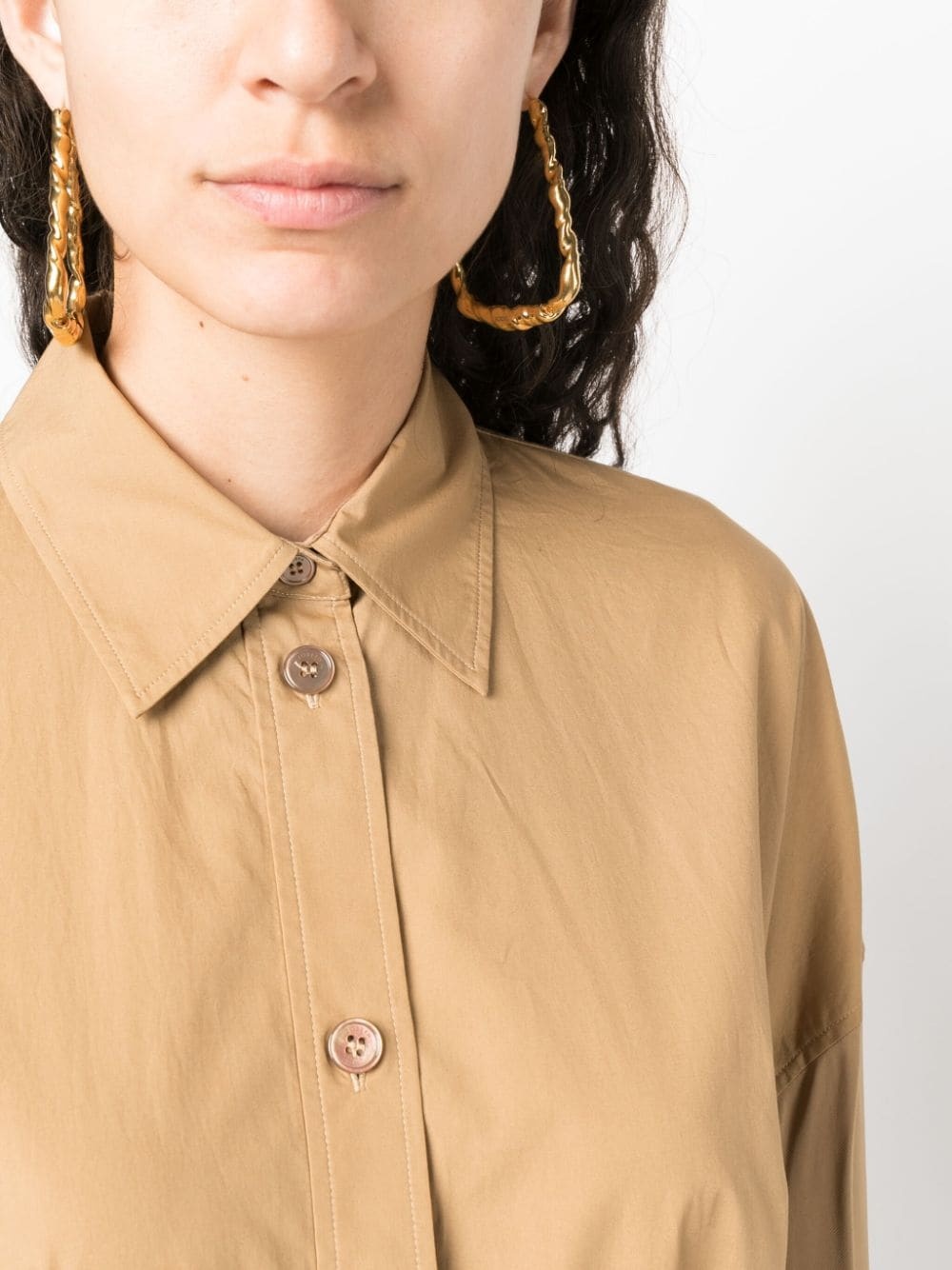 tied-waist cotton shirtdress - 5