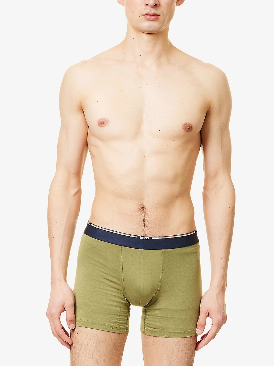 Branded-Waistband Three-Pack Bamboo Jersey Boxer Briefs - 1