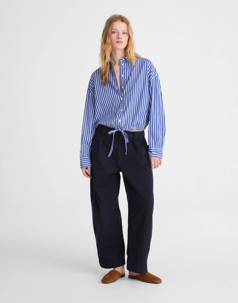 Drawstring Button-Up Shirt in Poplin 3