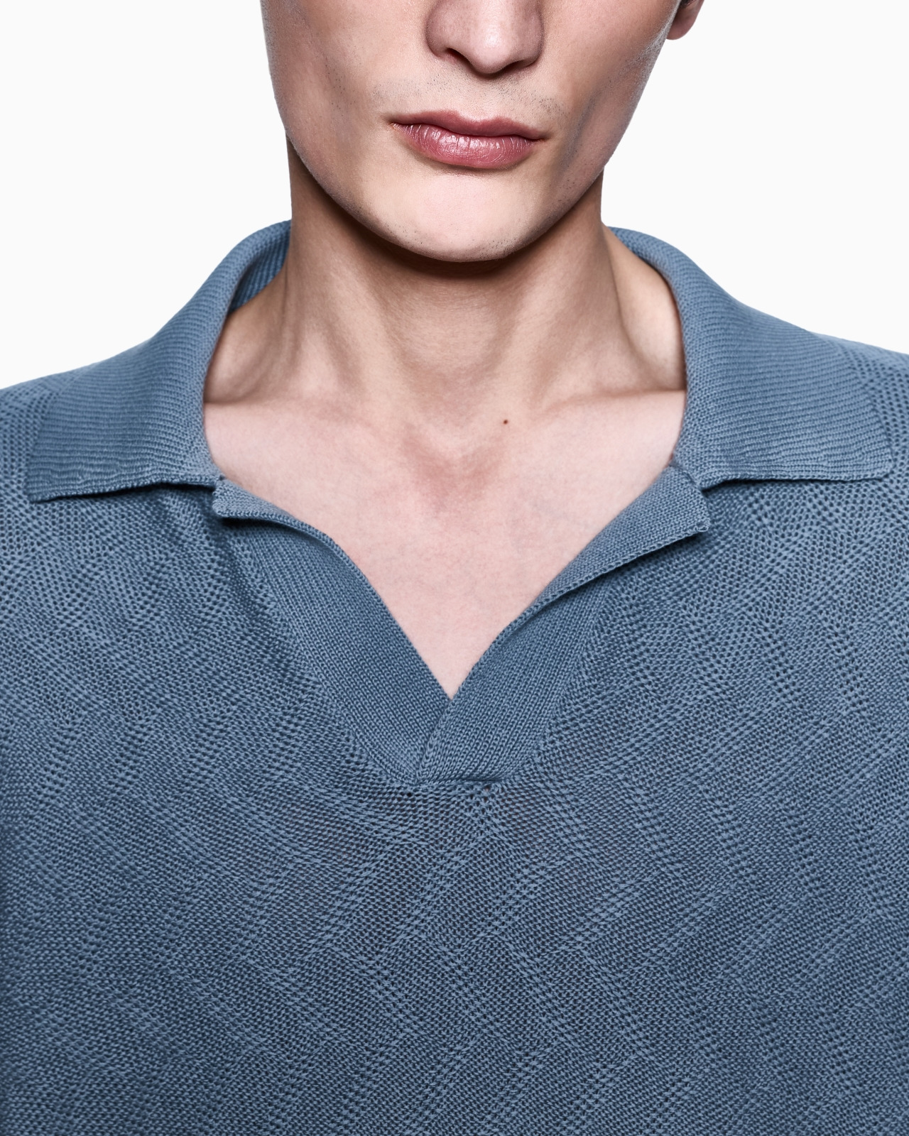 COTTON JACQUARD KNITTED POLO SHIRT - 5