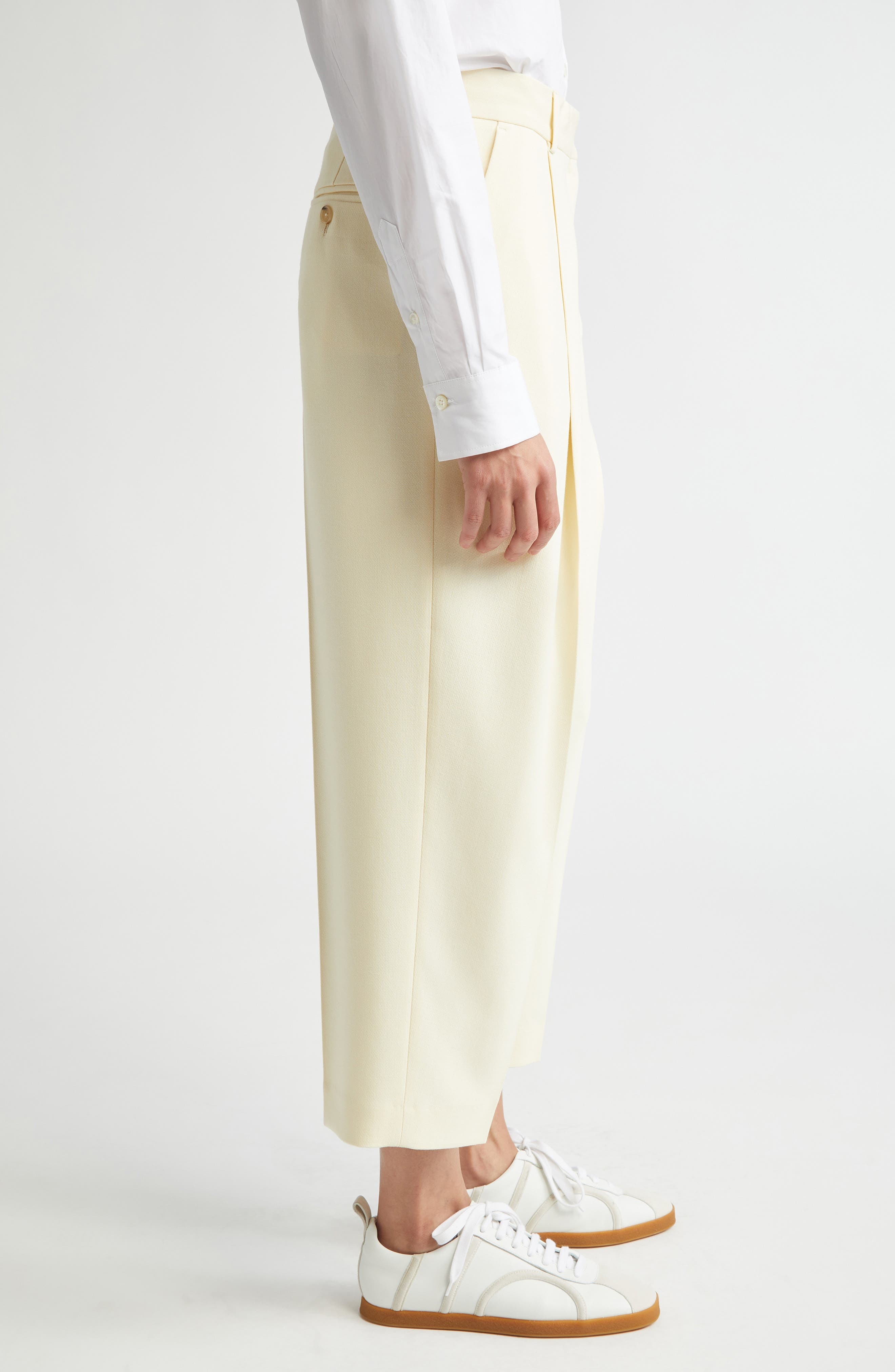 TOTEME Pleat Front Straight Leg Pants in Butter at Nordstrom - 4