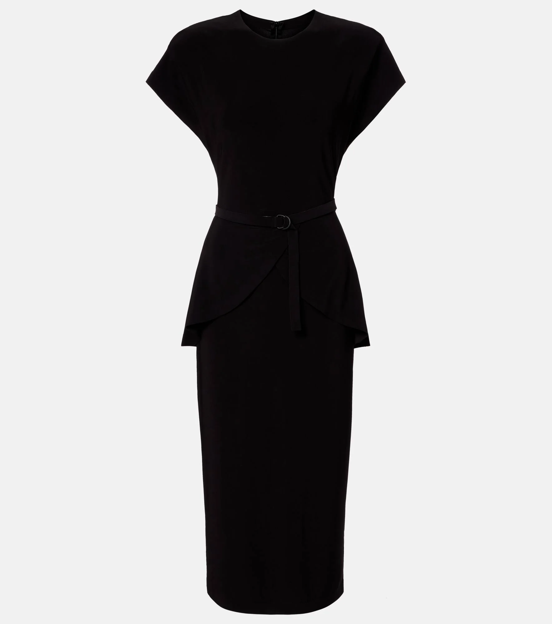 Belted peplum midi dress - 1