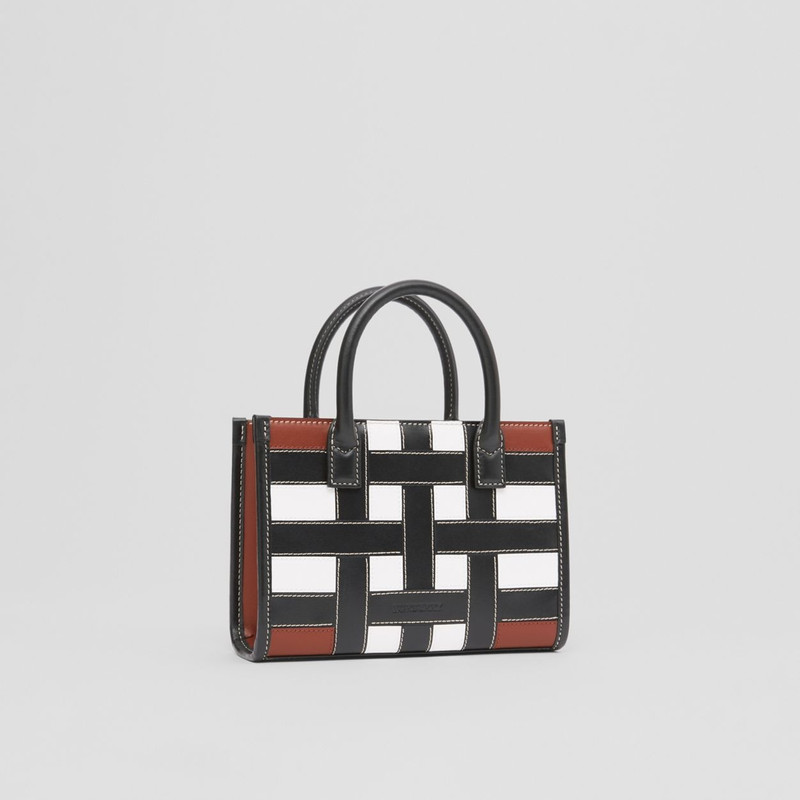 Check Intarsia Leather Mini Tote 9