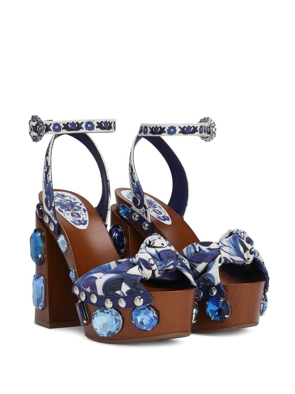 Majolica-print crystal-embellished sandals - 2