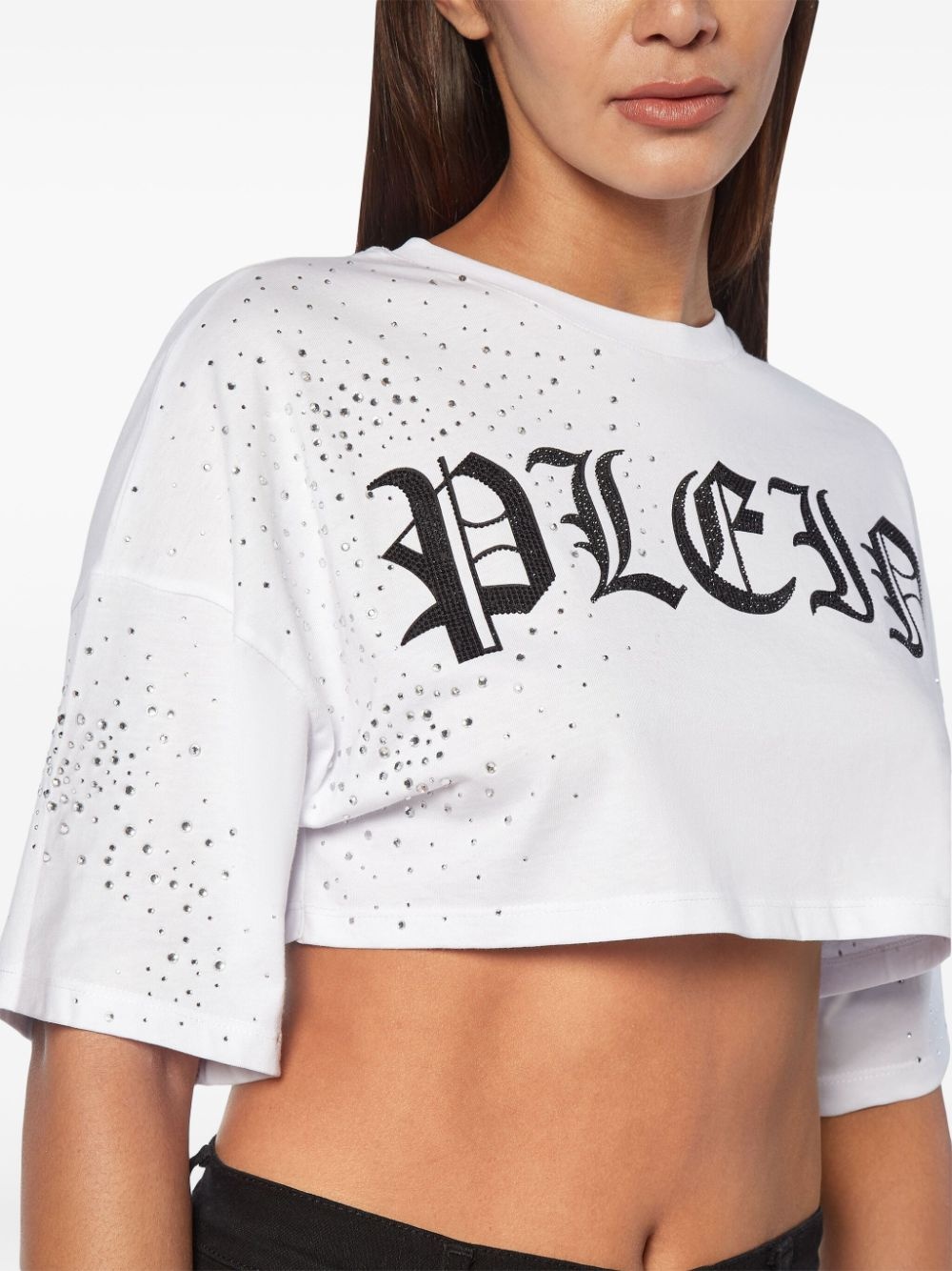 crystal-embellished cropped T-shirt - 5