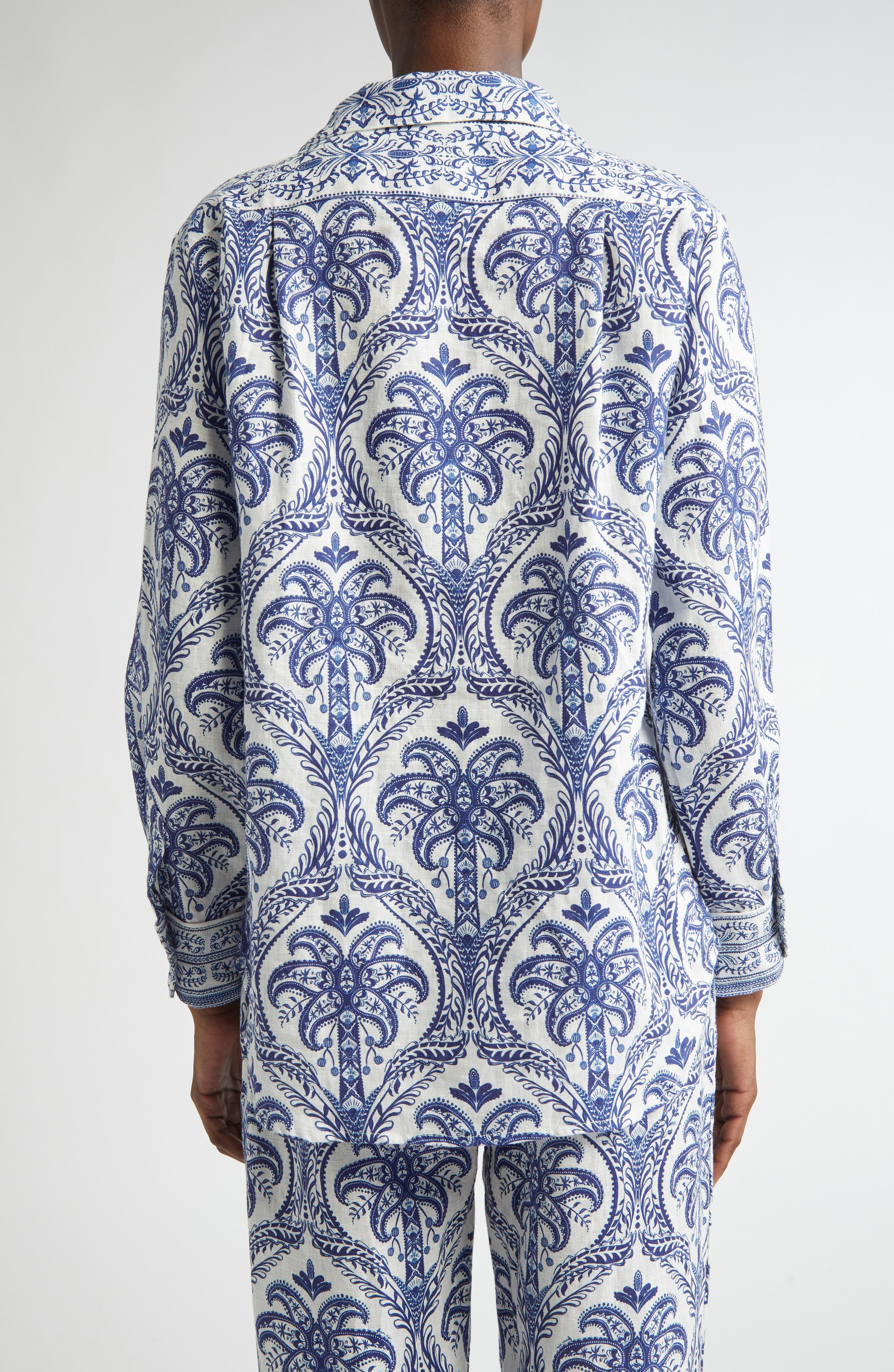 FARM Rio Tropical Print Linen Blend Button-Up Shirt in Off-White at Nordstrom - 3