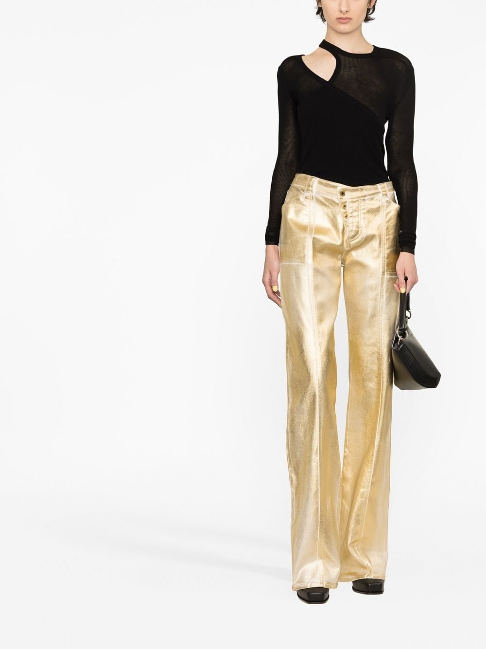 metallic-effect straight leg jeans - 3