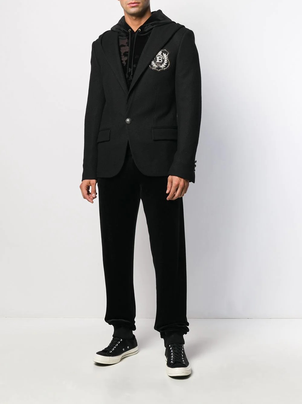 hooded logo patch blazer - 2
