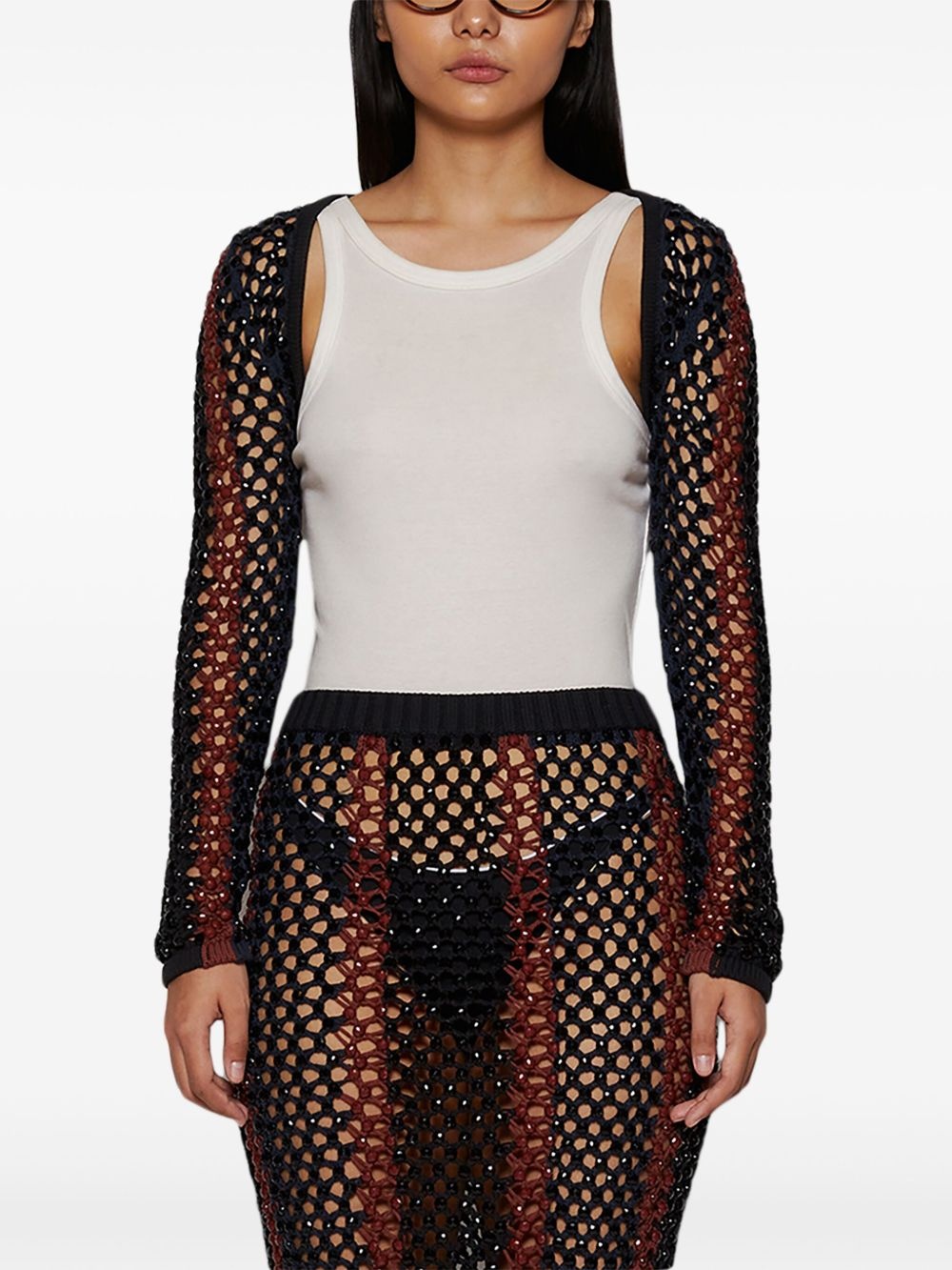 Gala crystal-embellished mesh shrug - 3