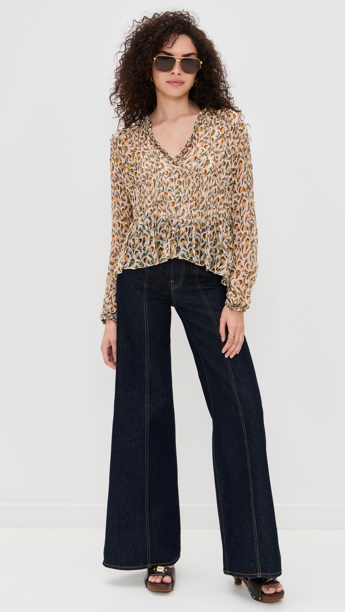 Robbie Silk Long Sleeve Front Tie Blouse - 4