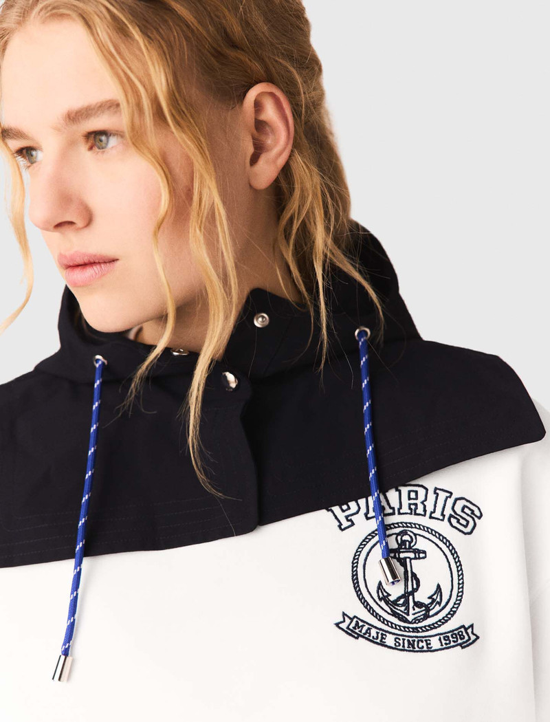 maje Waterproof drawstring hood outlook