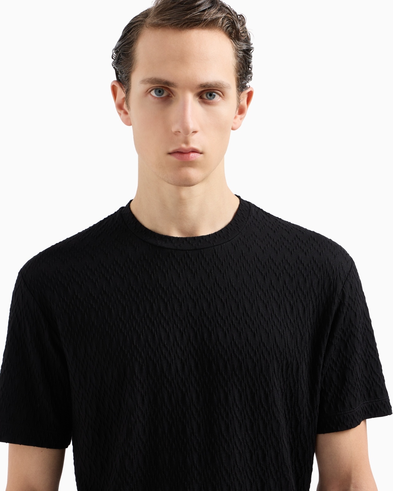 STRETCH VISCOSE-BLEND CREW-NECK T-SHIRT - 5