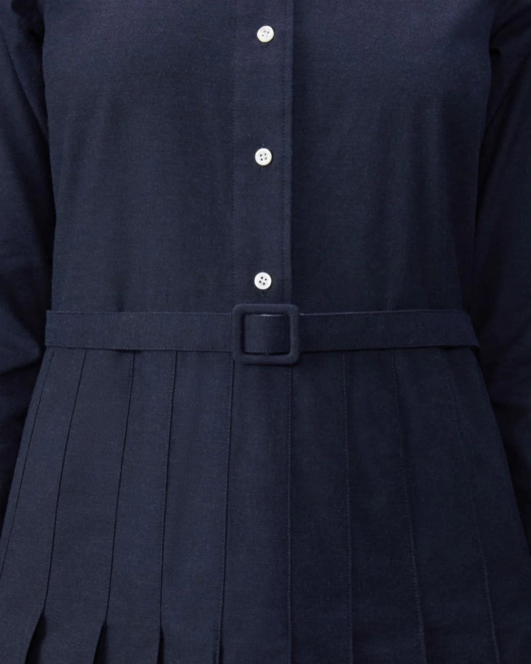 KNEE LENGTH LONG SLEEVE PLEATED DRESS - 5