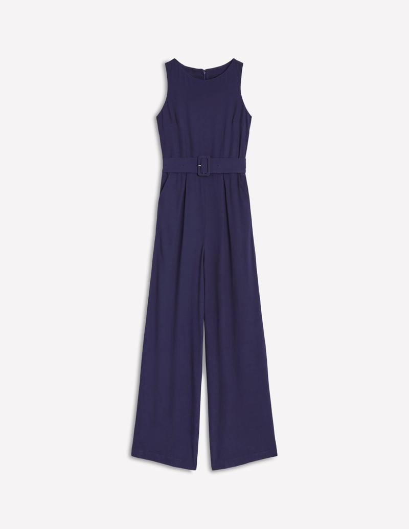 Gwen Slash Neck Jumpsuit-Navy 1