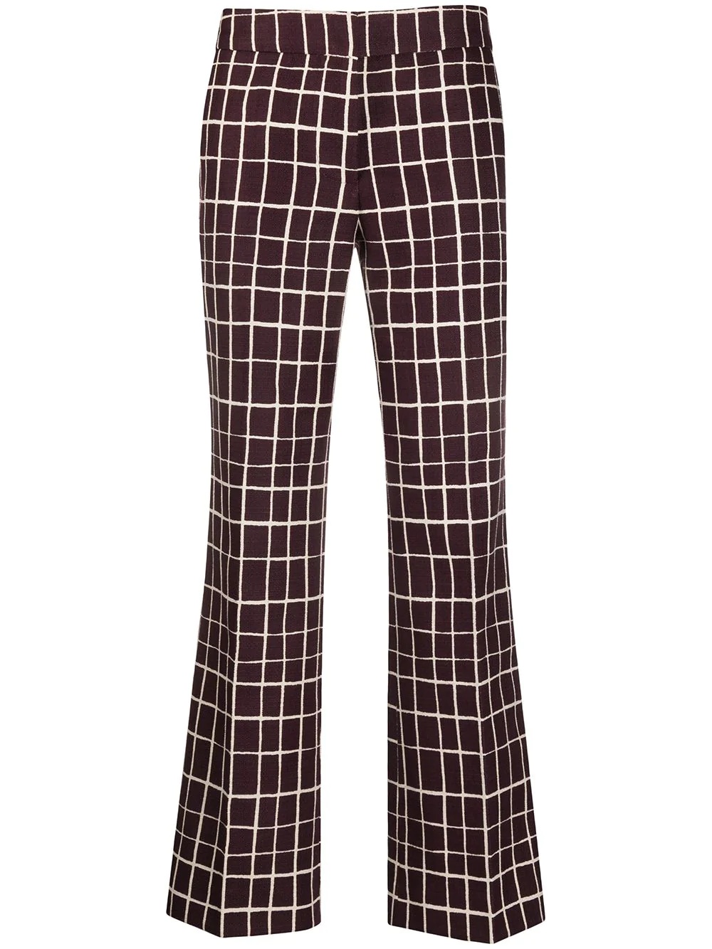 check-print straight trousers - 1