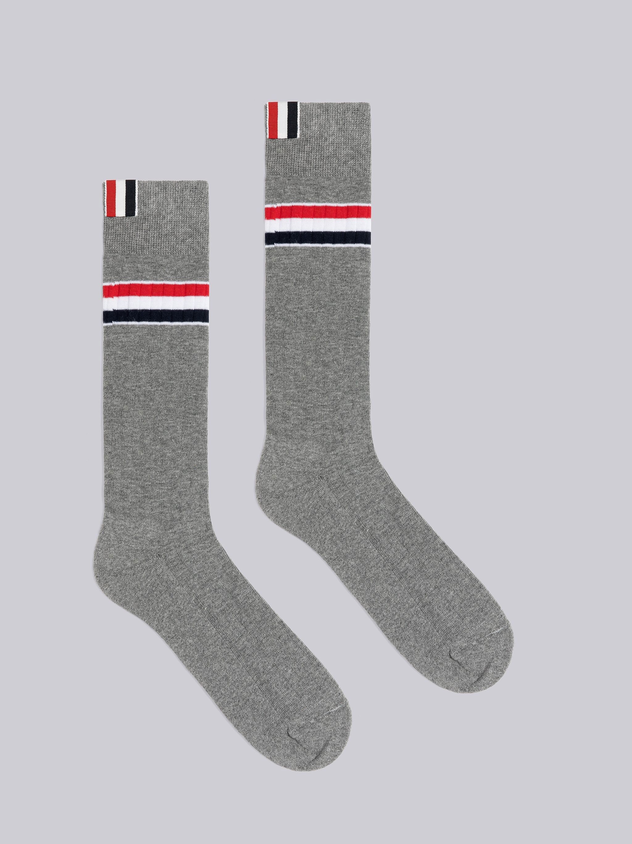 Athletic Rib Stripe Mid Calf Socks - 1