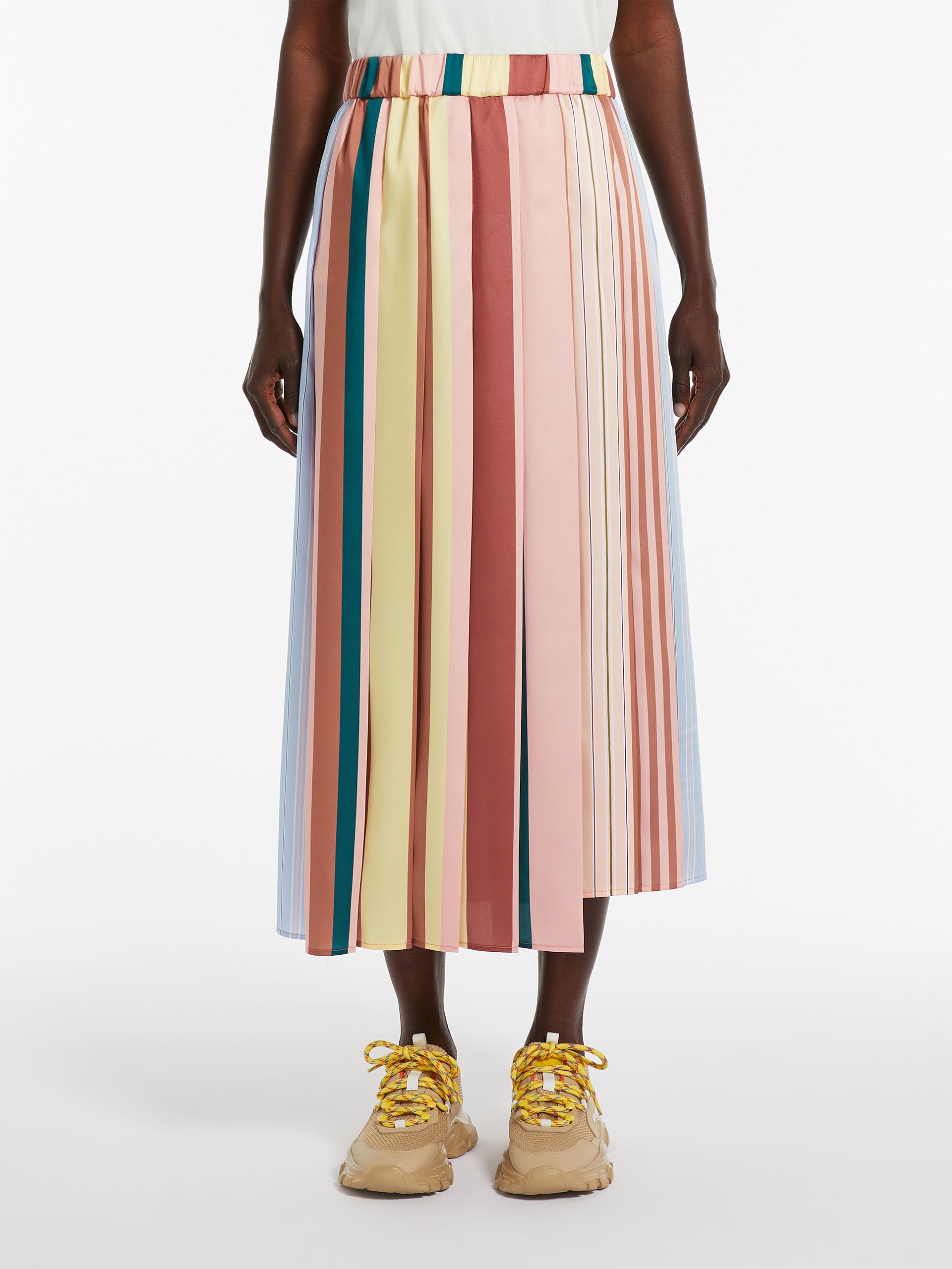FAGUS Pleated printed twill skirt - 3