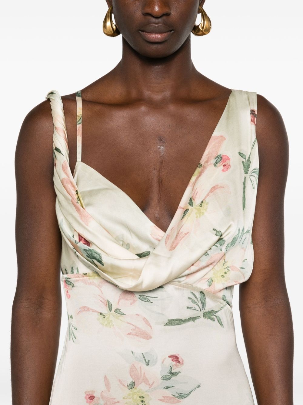 floral-print satin maxi dress - 5