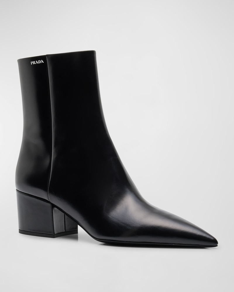 Leather Block-Heel Ankle Booties 3