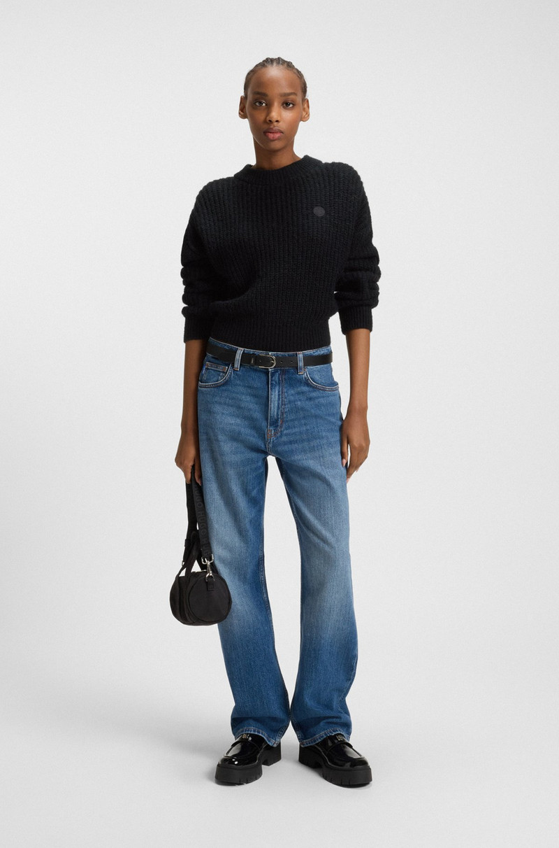 HUGO KNITTED SWEATER WITH HAPPY HUGO BADGE outlook