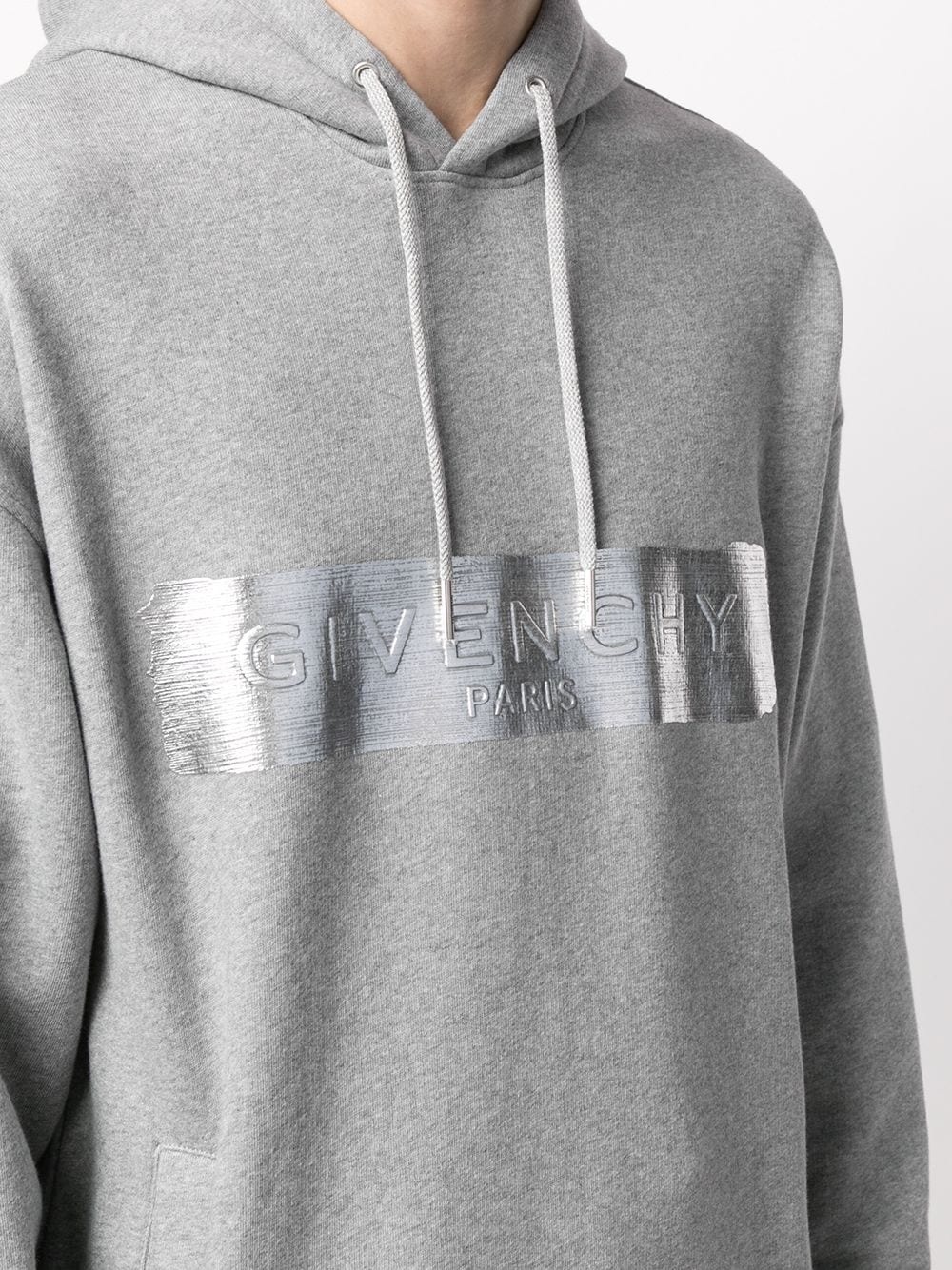 brushed logo cotton hoodie - 5